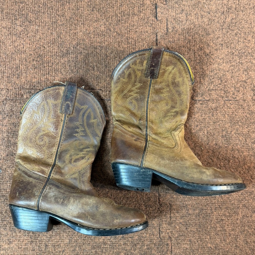 B- Smoky Mountain Boots Youth Western Cowboy Boots Brown Leather Size 2 D 3034C